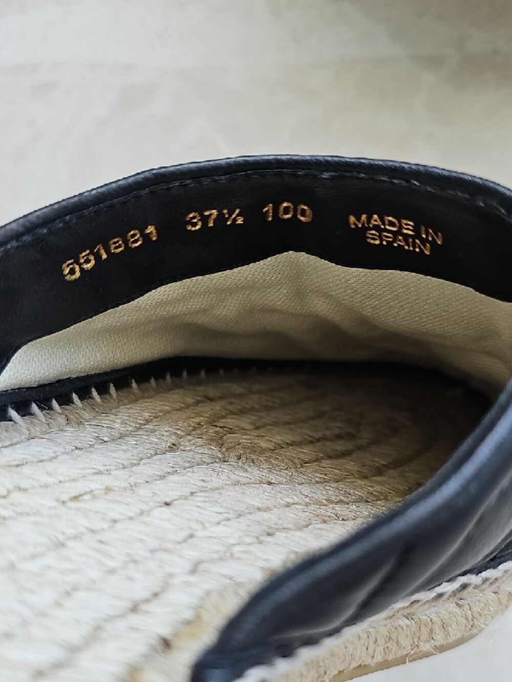 Gucci Black Quilted Leather Espadrille Mules with Gold Double G Logo - Size 7.5 - Picture 3 of 6